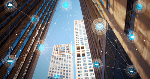 Commercial building and wireless communication network abstract