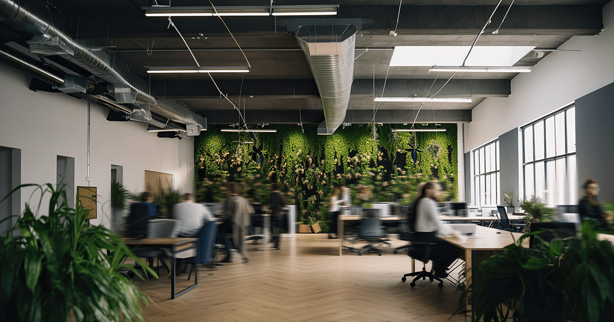 Bureau avec beaucoup de plantes