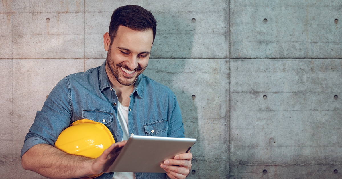 Worker using a tablet