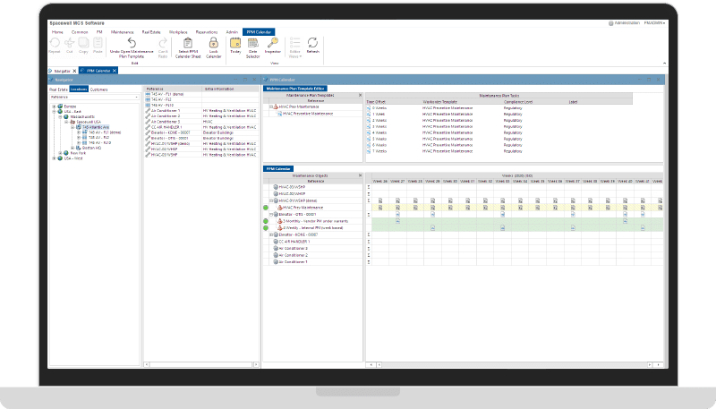 Capture d'écran MCS Gestion de la maintenance