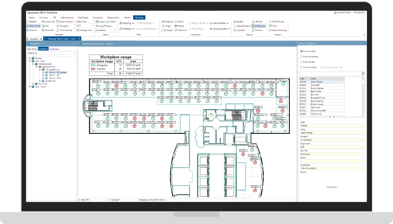 Capture d'écran MCS Workplace management