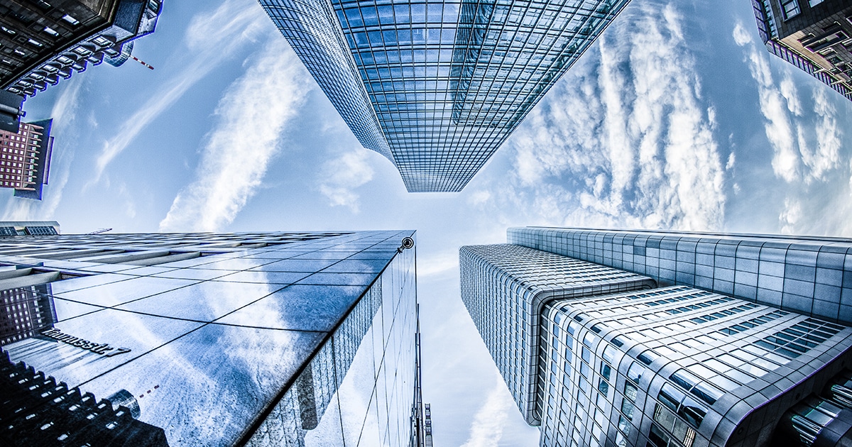 Frog perspective of sky scrapers