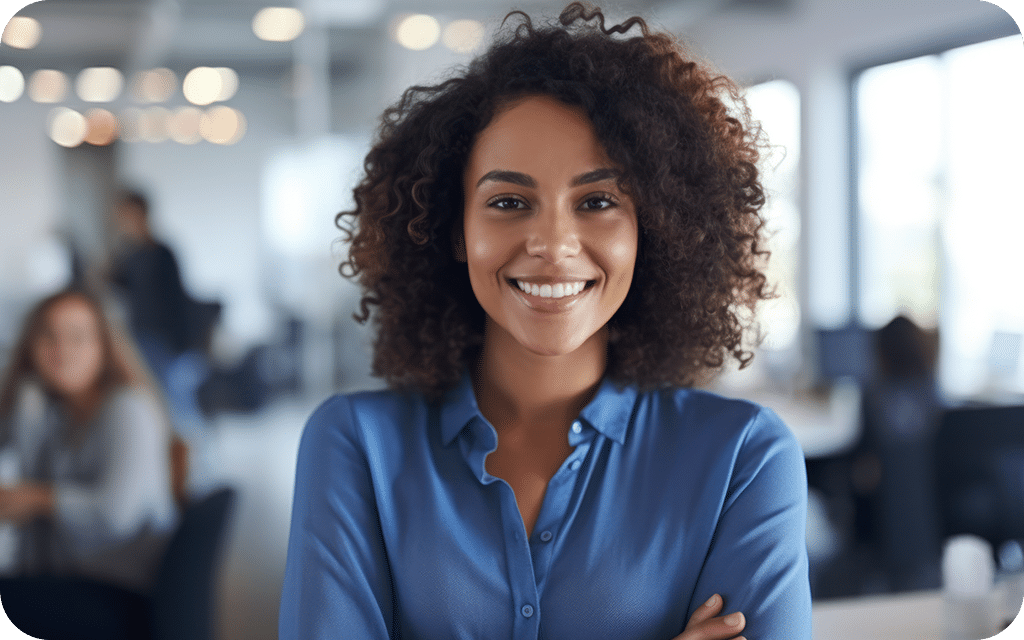 Smiling lady looking at camera