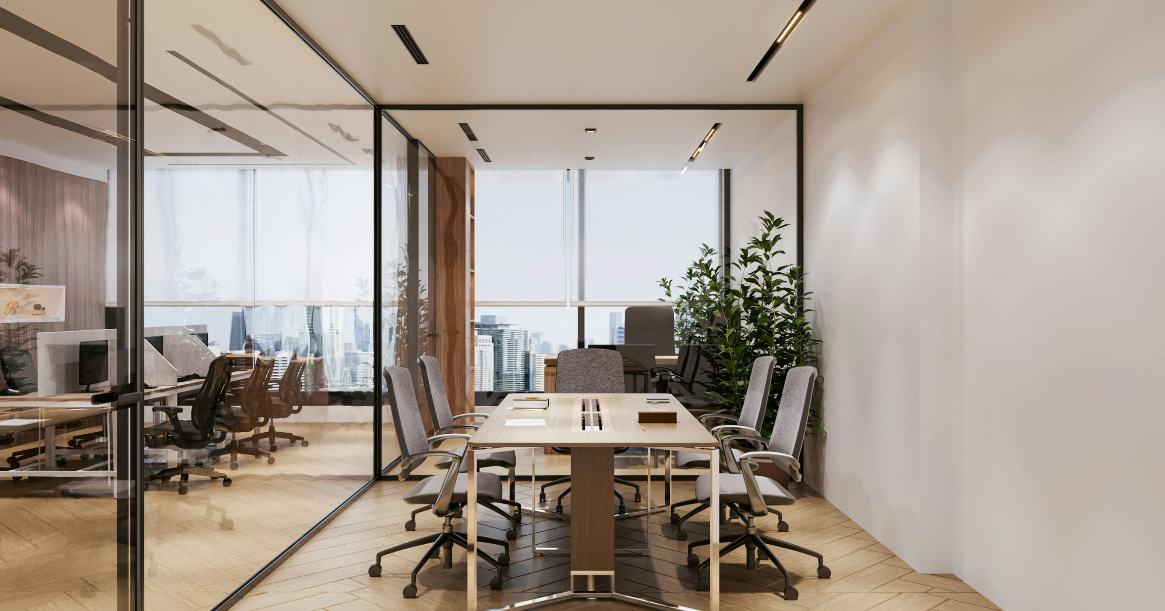 Salle de conférence moderne avec lumière naturelle