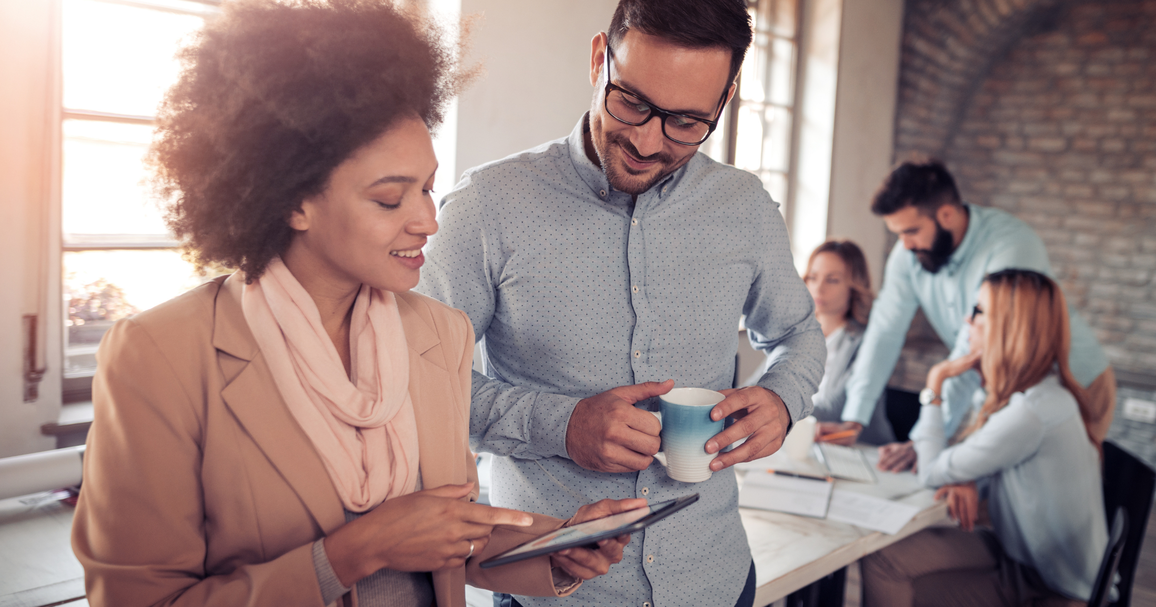 Creative people working in office on computer