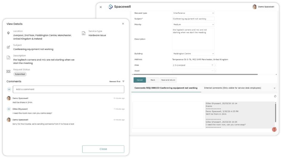 Spacewell Workplace platform collaboration