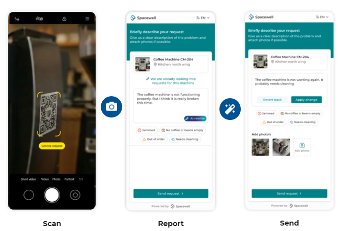 New Spacewell Scan for tickets and service requests